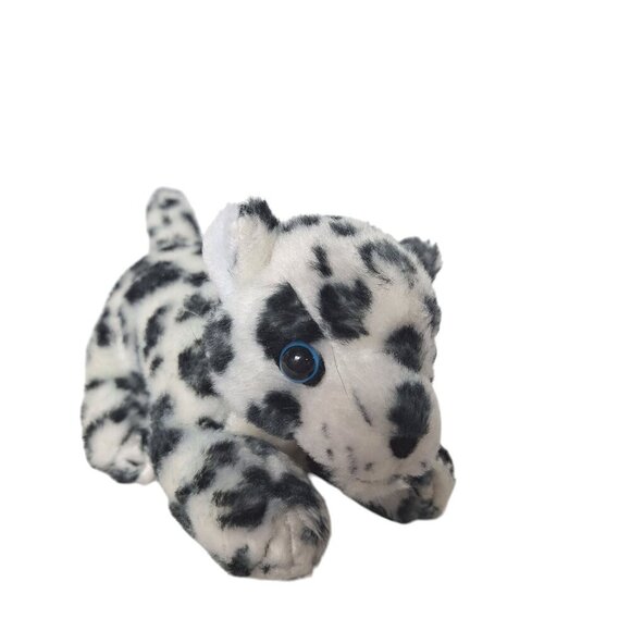 White Black Gray Snow Leopard Talking Spotted Plush Stuffed Animal 7.25" - Picture 1 of 7